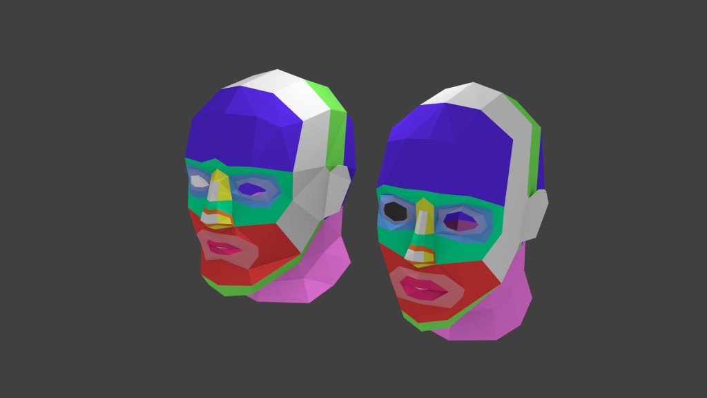 LowPoly human heads edgeLoop map preview image 1
